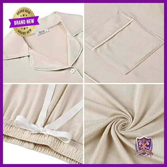 Bamboo Viscose Short Sleeve Pajama Set S-XXL Summer Cooling Comfy